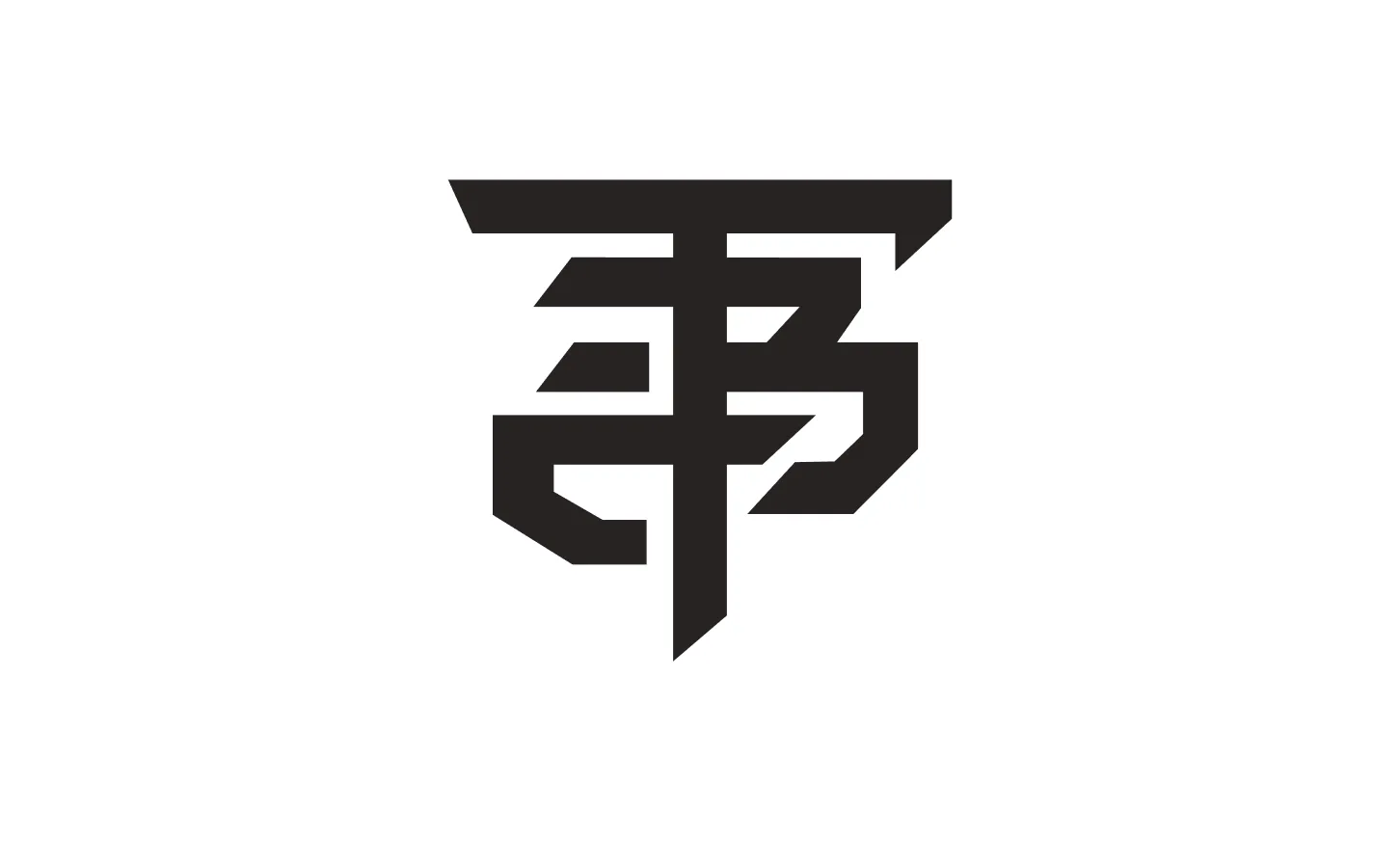 The Fiction Build Co. monogram — an interlocking F and B built from heavy angular strokes that read as both letters and as structural framing.